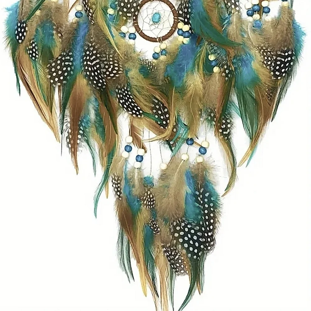 Indian Ojo Dreamcatcher Turquoise Stone Beaded Leather Tree of Life Oho Decor